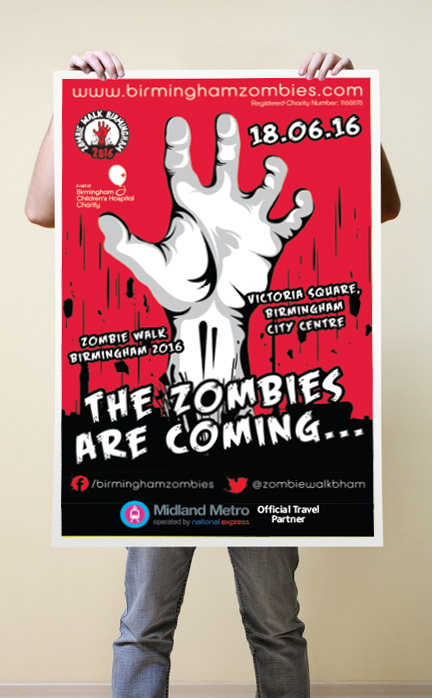 Midland Metro Zombie Walk Poster Design Typography Illustration